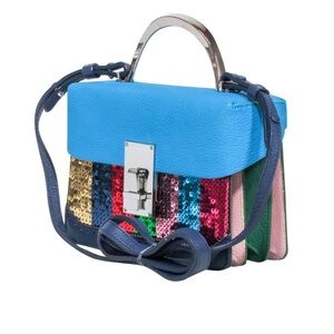 Volon Colorful Sequin Mini Bag with Blue Leather